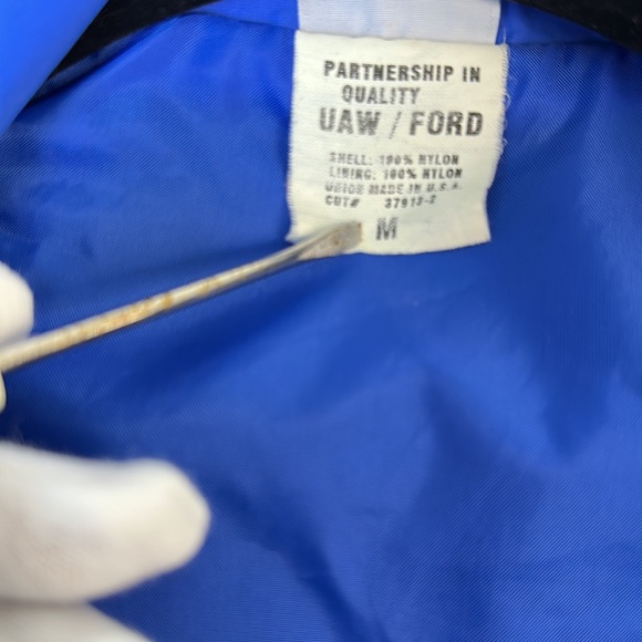 Ford /UAW Windbreaker Hooded Blue Black Size Medium - Picture 6 of 12